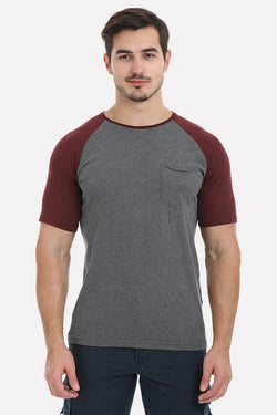 Soft Contrast Color Block Raglan Tee