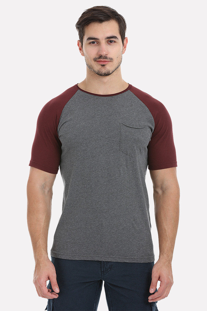 Soft Contrast Color Block Raglan Tee
