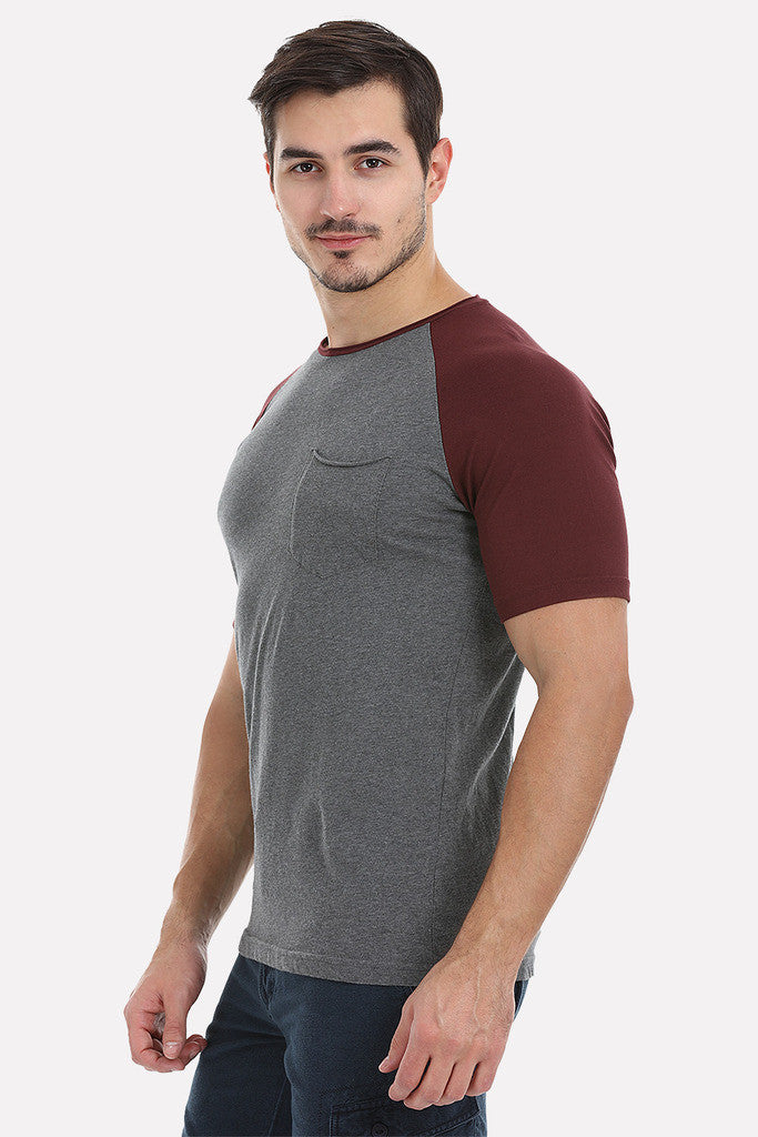 Soft Contrast Color Block Raglan Tee