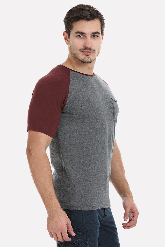 Soft Contrast Color Block Raglan Tee