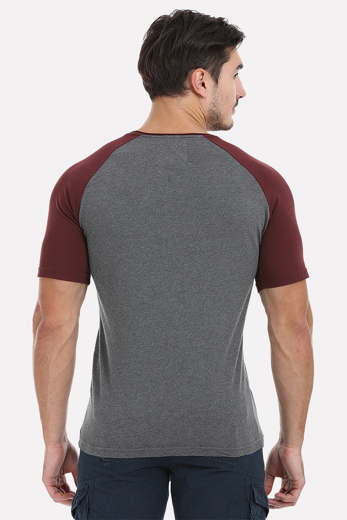 Soft Contrast Color Block Raglan Tee