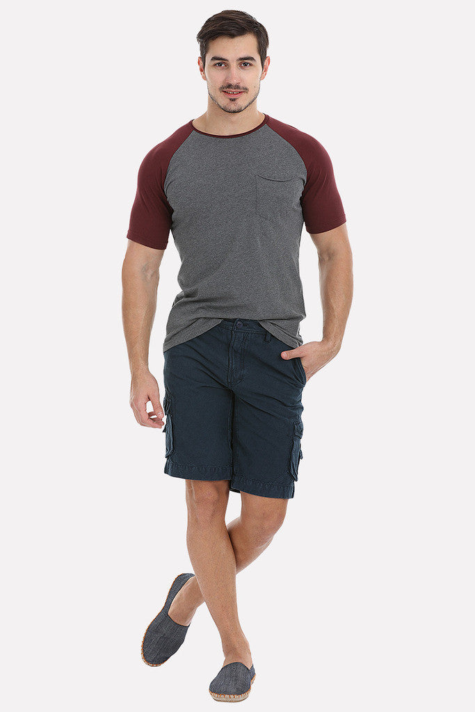 Soft Contrast Color Block Raglan Tee