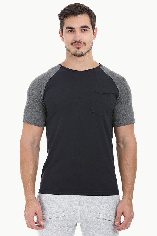 Soft Contrast Color Block Raglan Tee