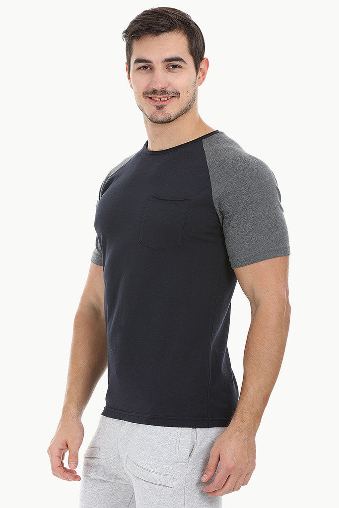 Soft Contrast Color Block Raglan Tee