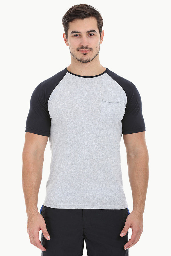 Soft Contrast Color Block Raglan Tee