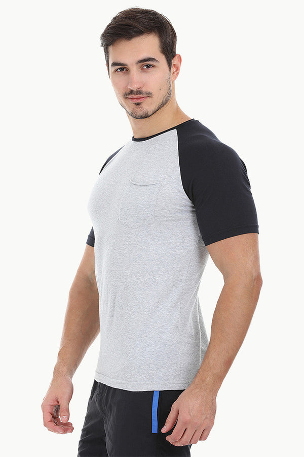 Soft Contrast Color Block Raglan Tee