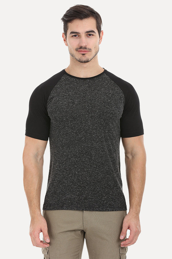 Soft Contrast Color Block Raglan Tee