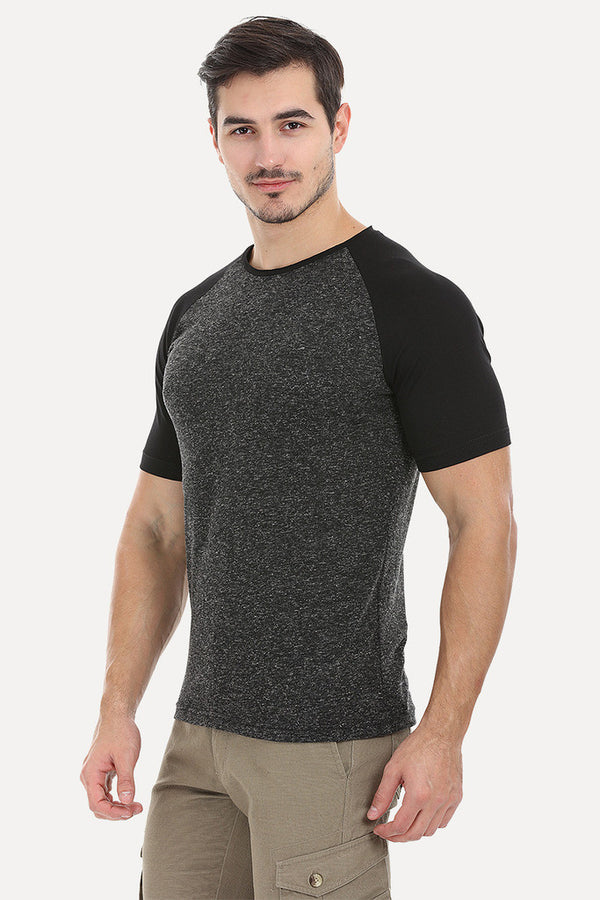Soft Contrast Color Block Raglan Tee
