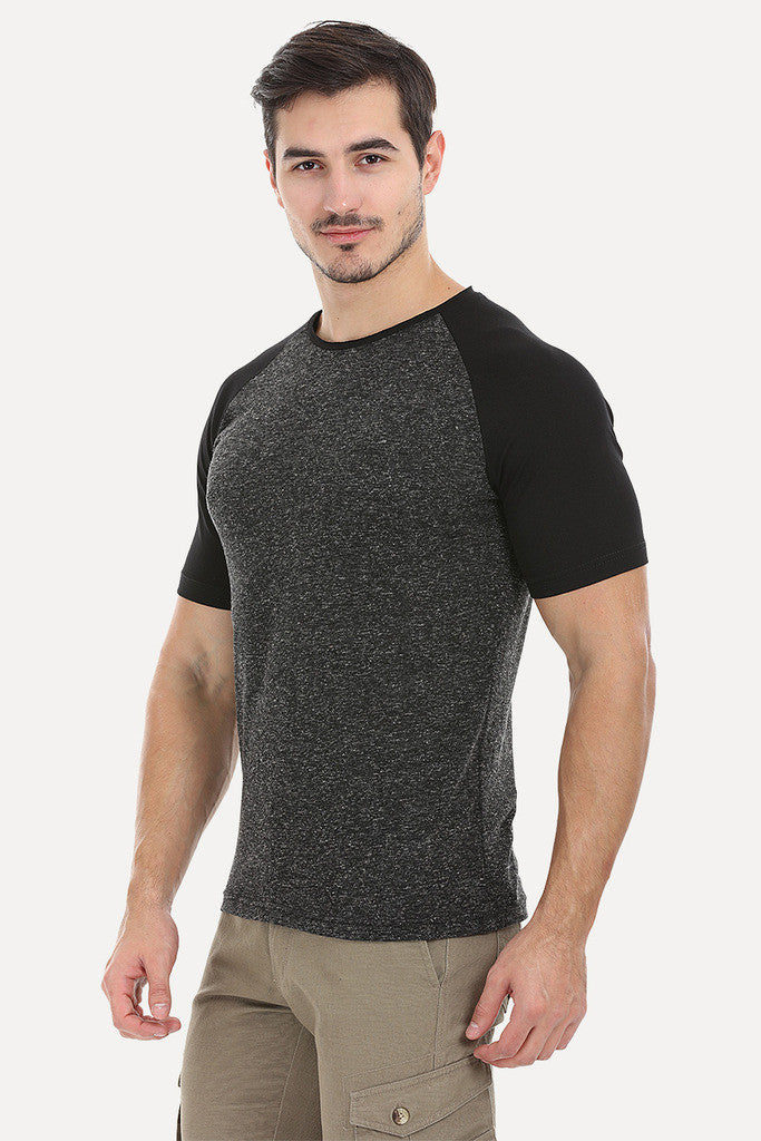 Soft Contrast Color Block Raglan Tee