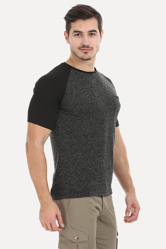 Soft Contrast Color Block Raglan Tee