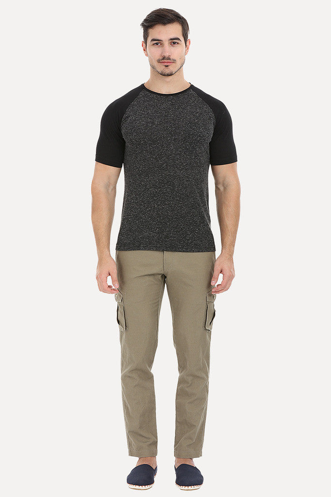 Soft Contrast Color Block Raglan Tee