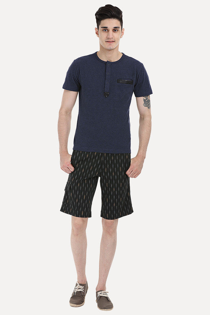 Soft Henley With Leather Detailing