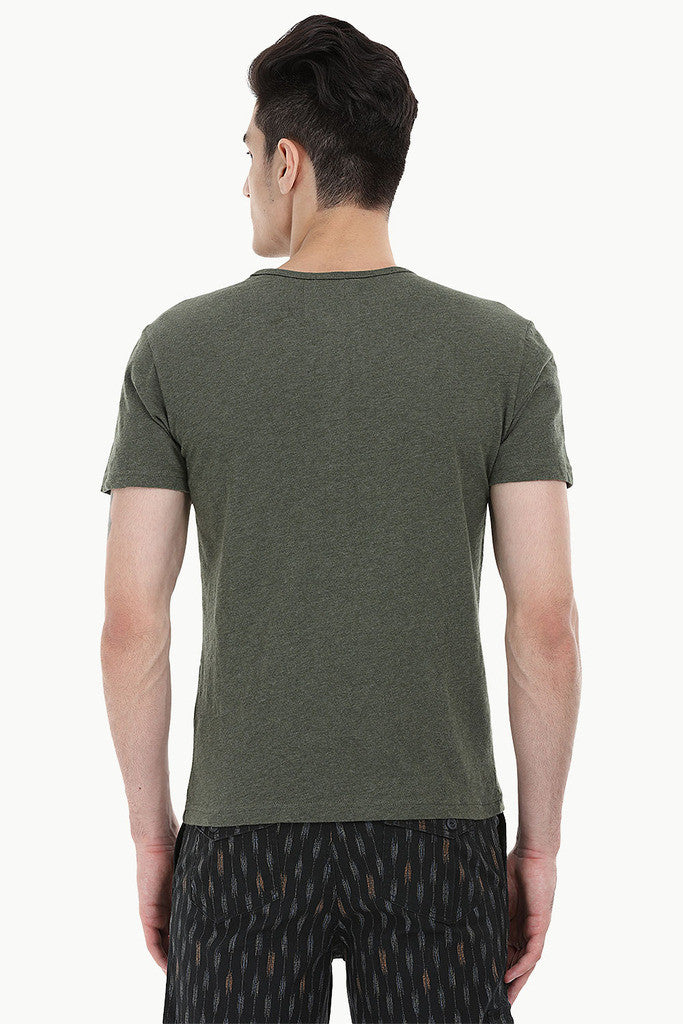 Soft Henley With Leather Detailing