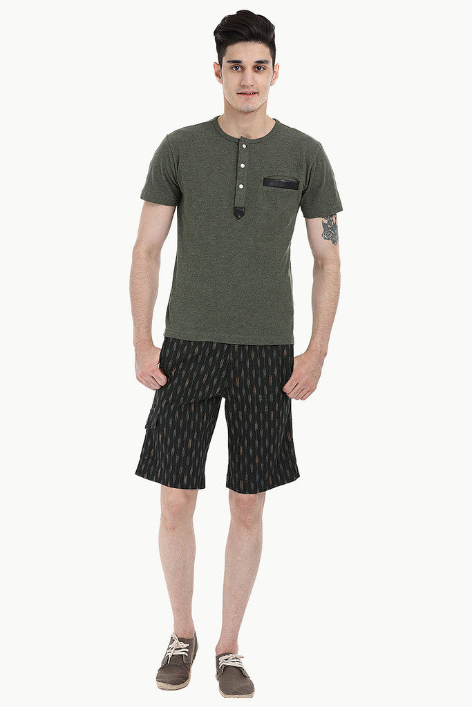 Soft Henley With Leather Detailing