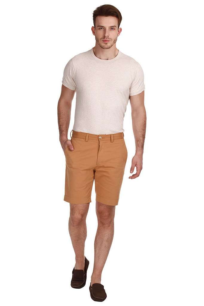 Soft Peached Solid Cotton Chino Shorts