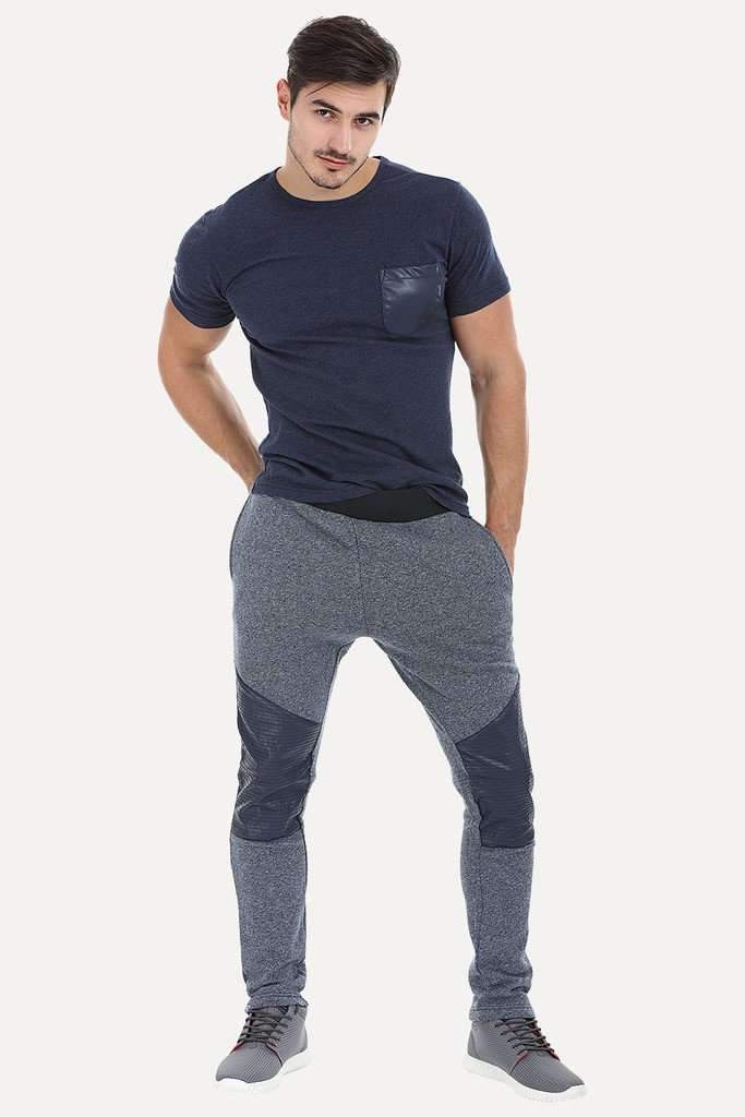 Soft Solid Heather Sweatpants With Knee Patch
