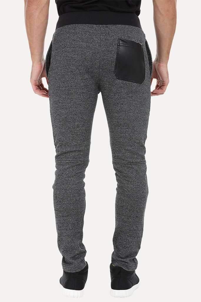 Soft Solid Heather Sweatpants With Knee Patch