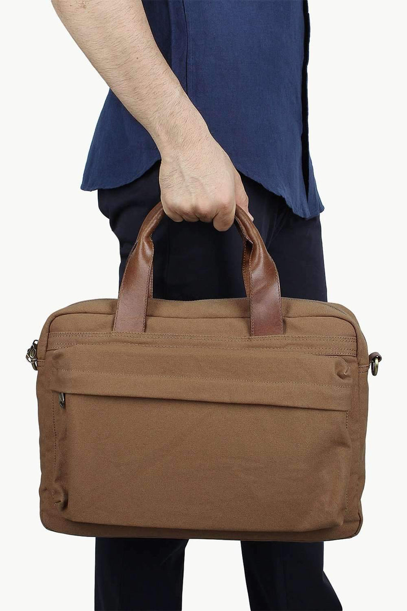Solid Canvas Laptop Bag With Sling