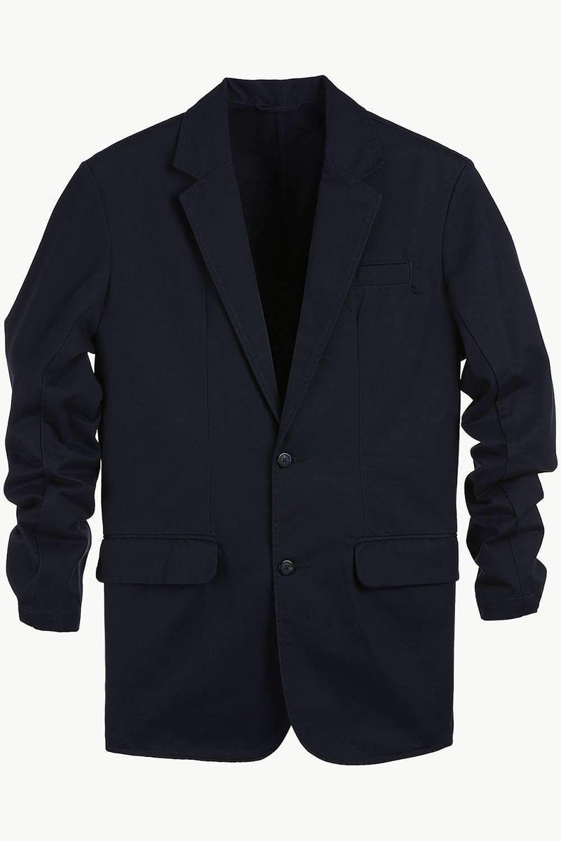 Solid Navy Unlined Casual Blazer