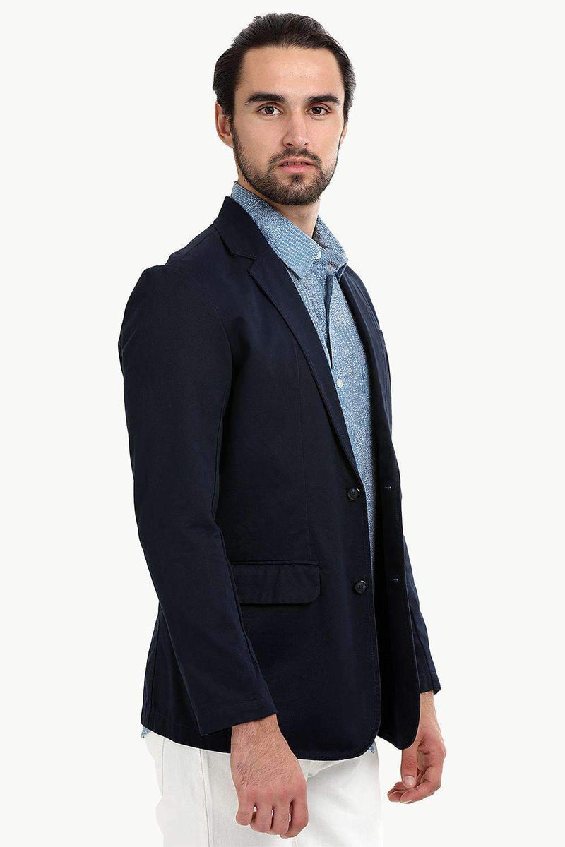 Solid Navy Unlined Casual Blazer