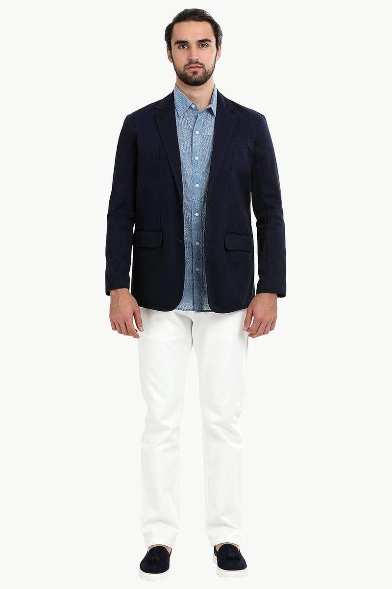 Solid Navy Unlined Casual Blazer