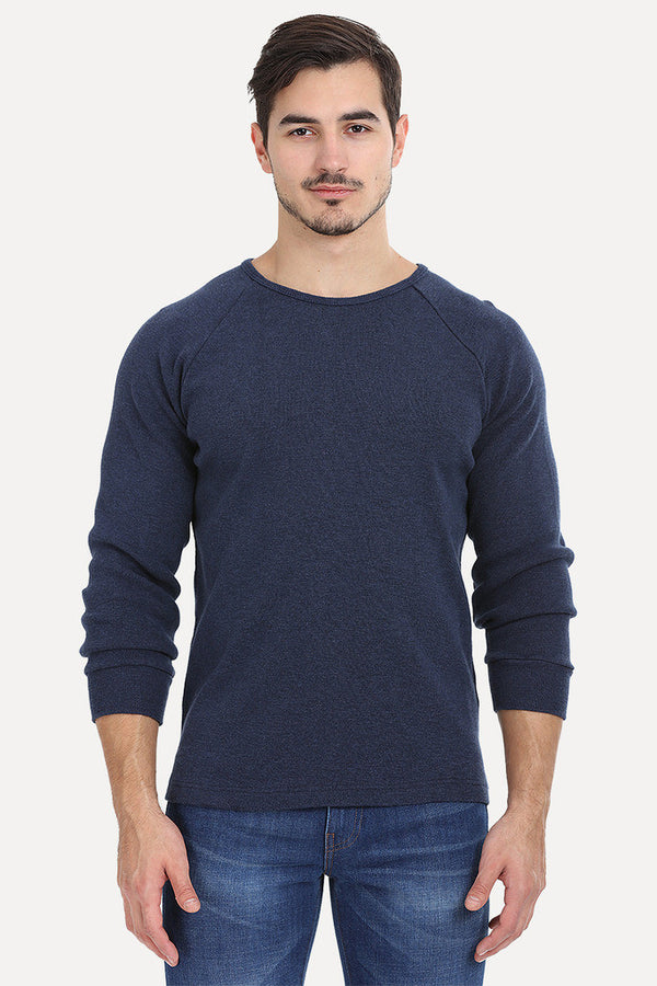 Solid Ribbed Heather Crew