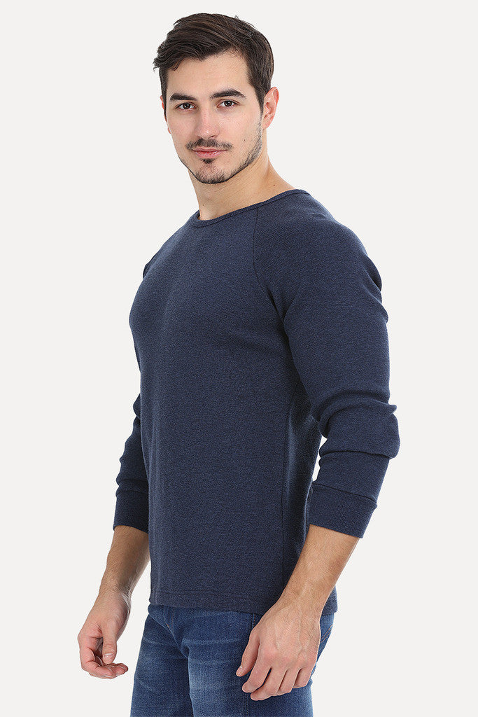 Solid Ribbed Heather Crew