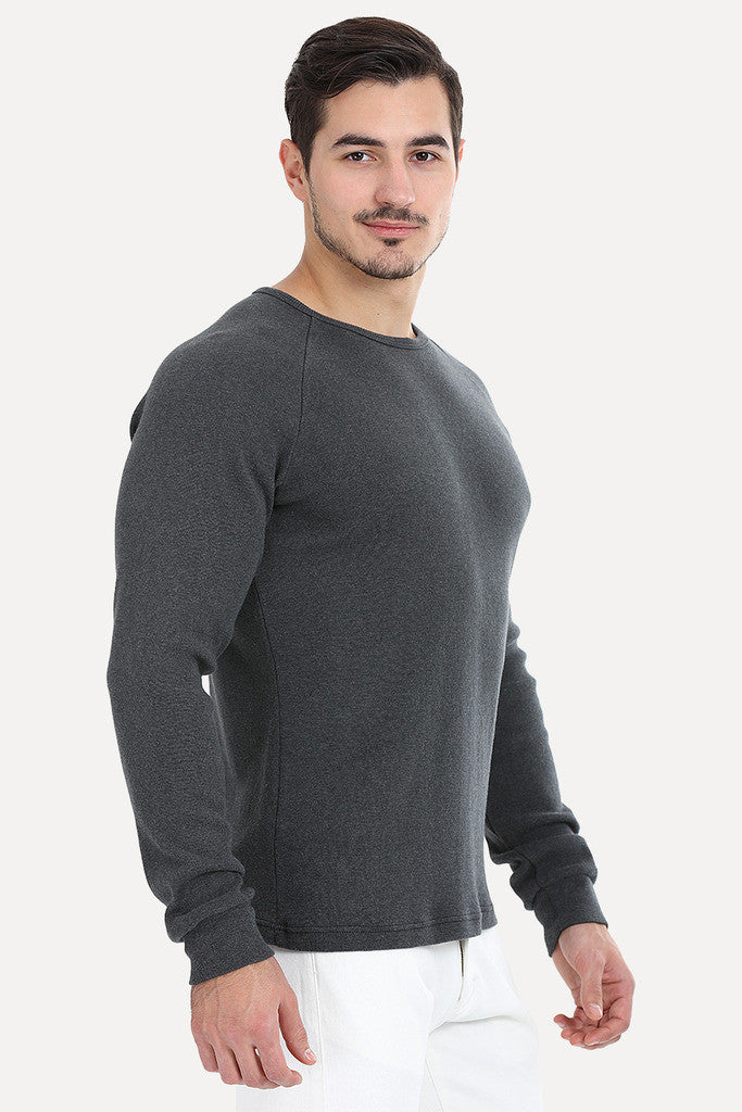 Solid Ribbed Heather Crew