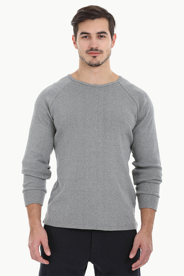 Solid Ribbed Heather Crew