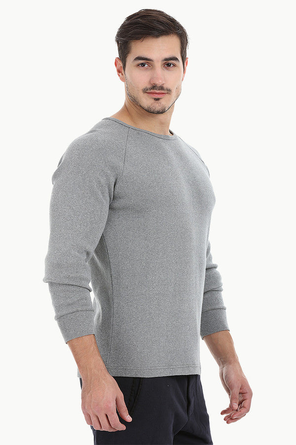 Solid Ribbed Heather Crew