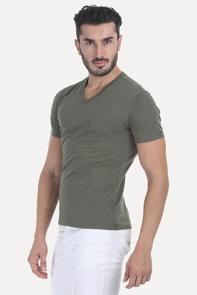 Solid Soft Heather V Neck Tee