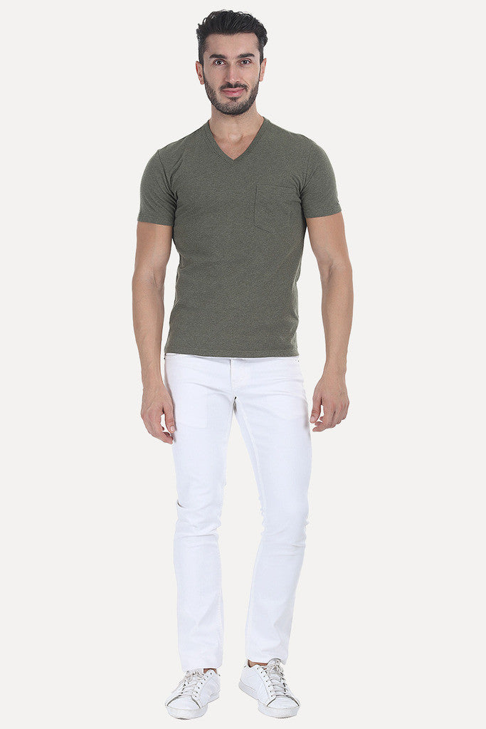 Solid Soft Heather V Neck Tee