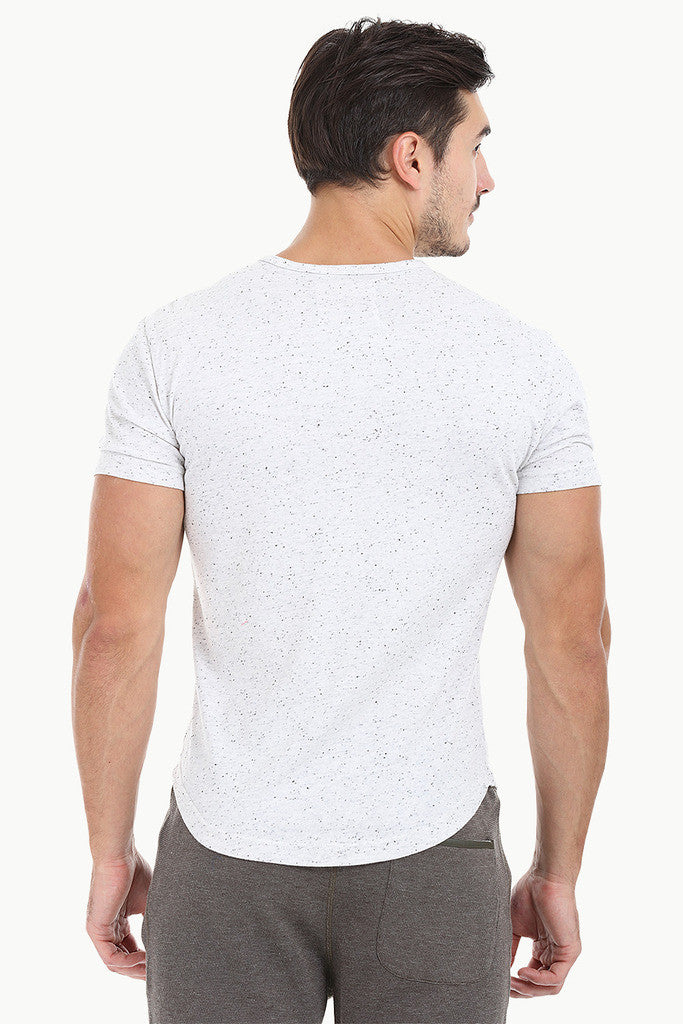 Solid Speckled Soft Yarn Short Sleeve Henley