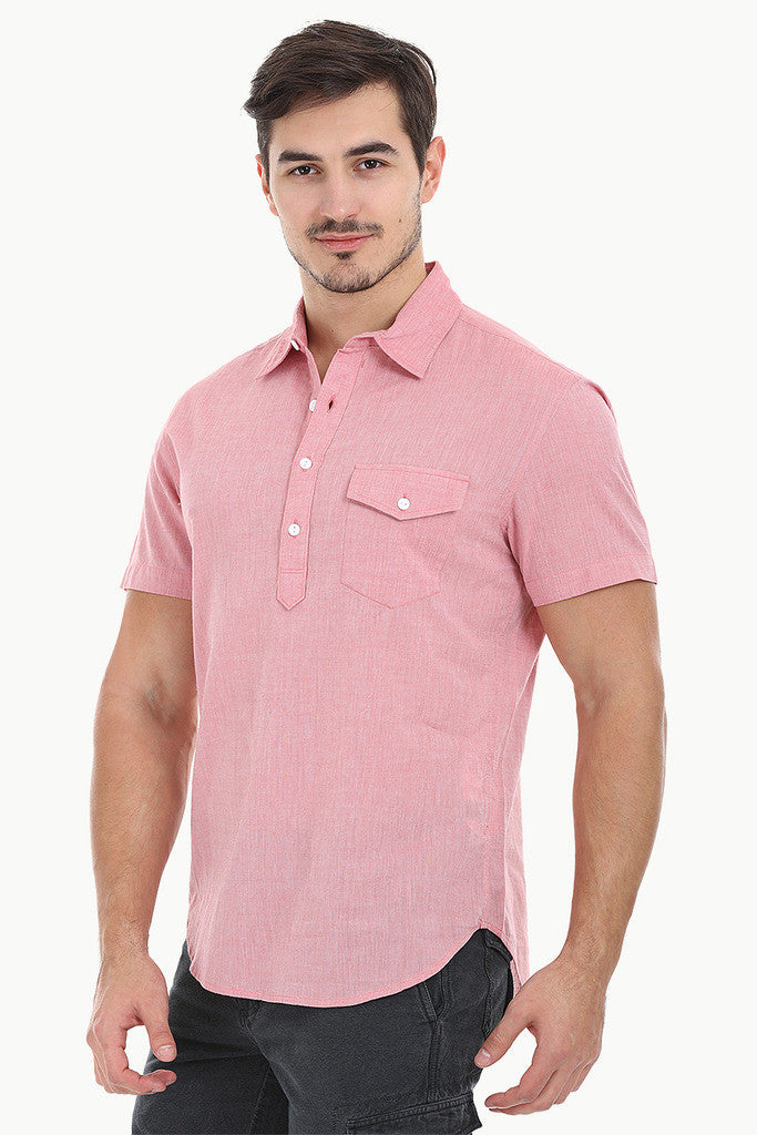Solid Yarn Dyed Cotton Chambray Shirt