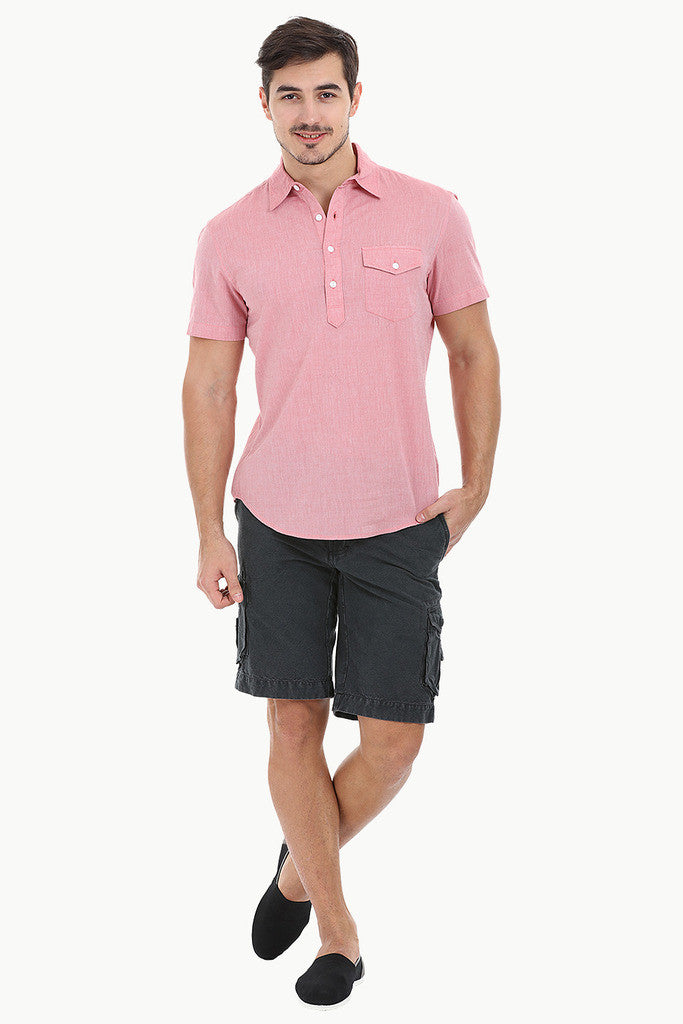 Solid Yarn Dyed Cotton Chambray Shirt