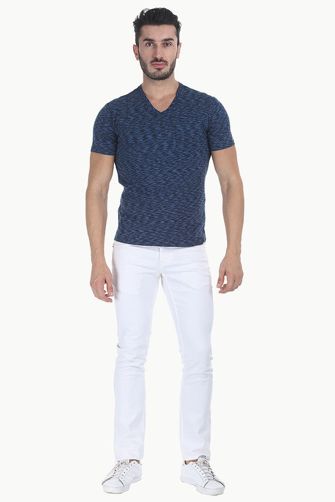 Space Dyed Yarn V Neck T Shirt