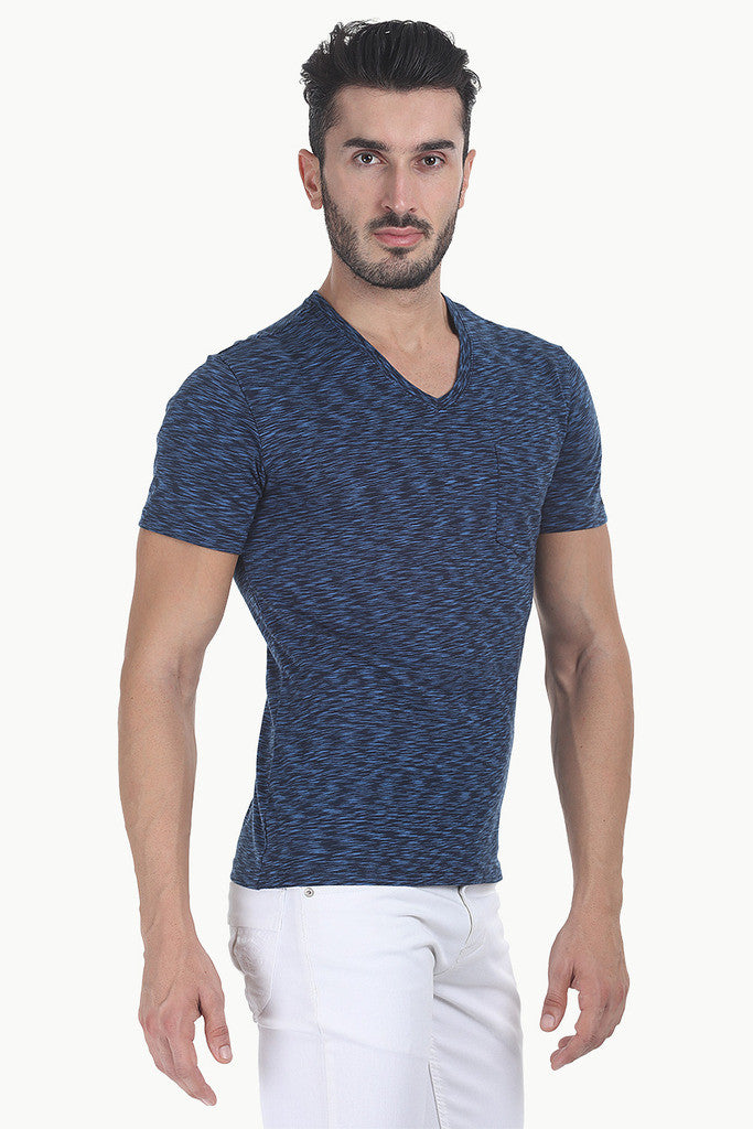 Space Dyed Yarn V Neck T Shirt
