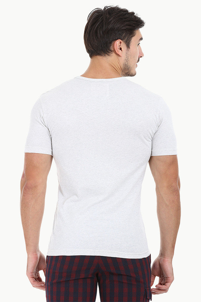 Speckled Yarn V Neck Henley