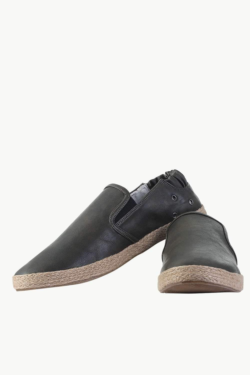 Stretchable Faux Leather Espadrilles