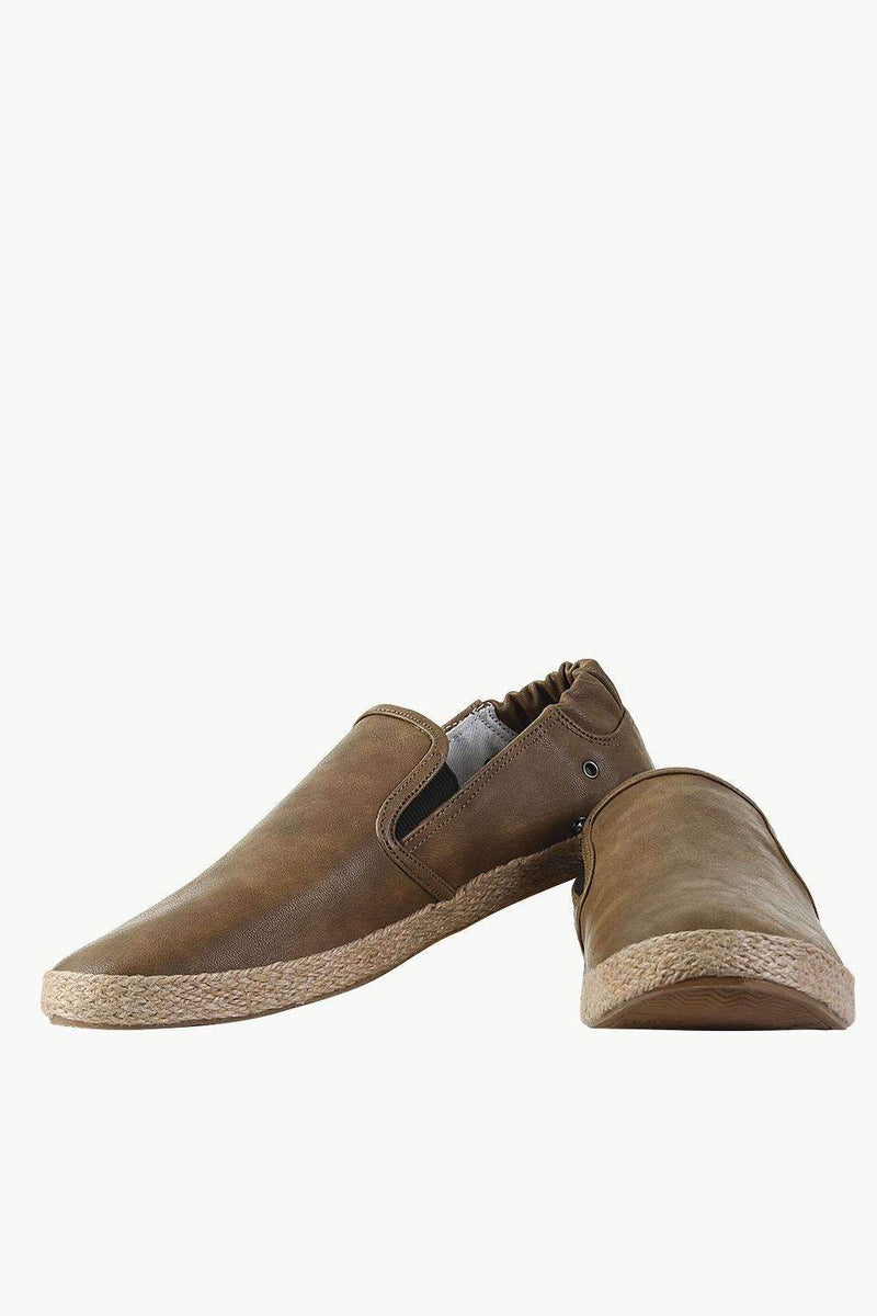 Stretchable Faux Leather Espadrilles