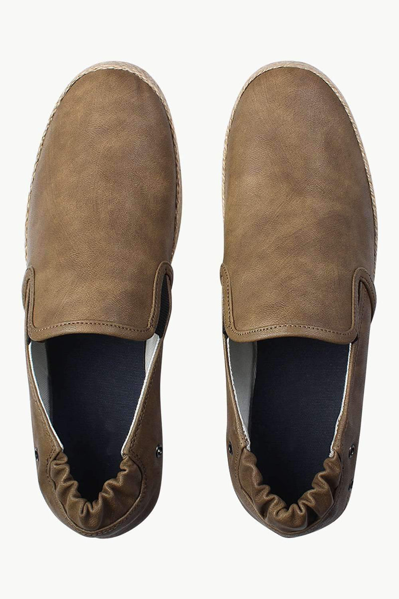 Stretchable Faux Leather Espadrilles