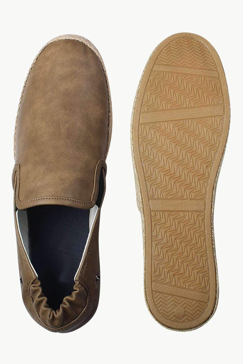 Stretchable Faux Leather Espadrilles