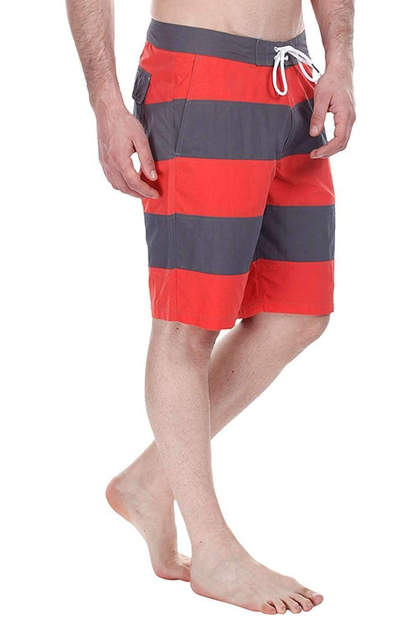 Stripe Colorblock Quick Dry Nylon Swim Board Shorts