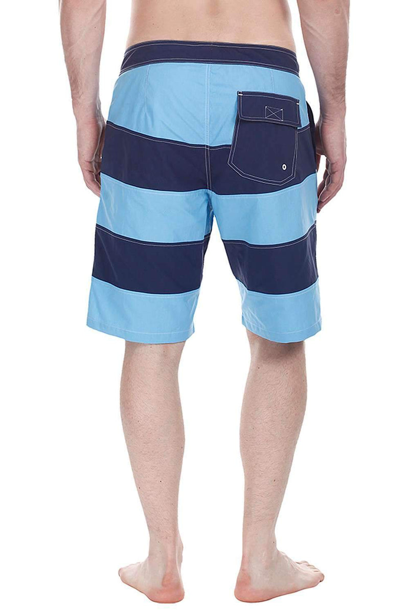 Stripe Colorblock Quick Dry Nylon Swim Board Shorts