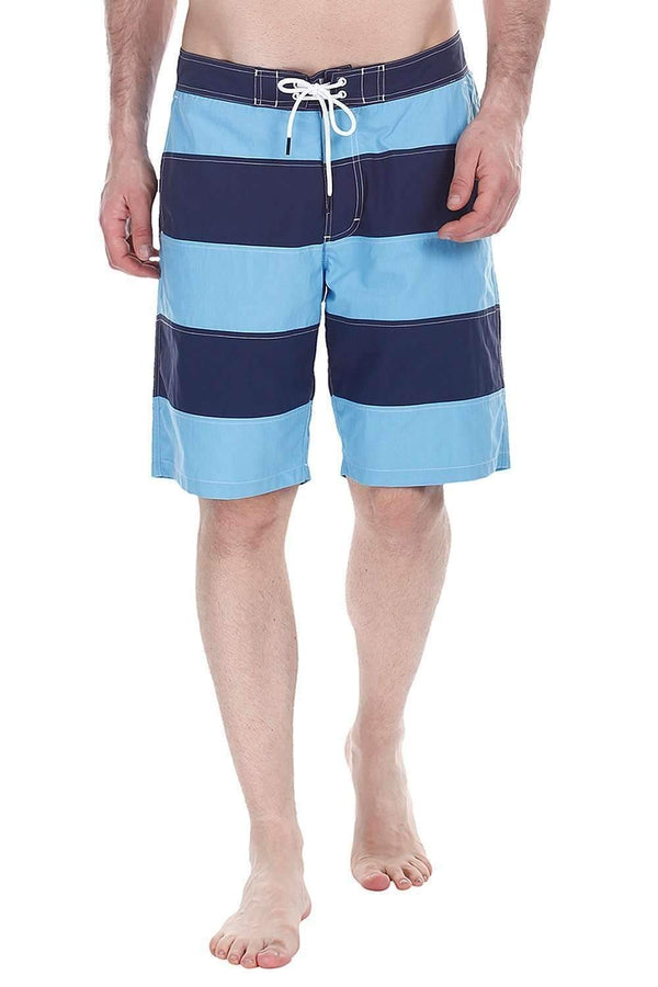 Stripe Colorblock Quick Dry Nylon Swim Board Shorts