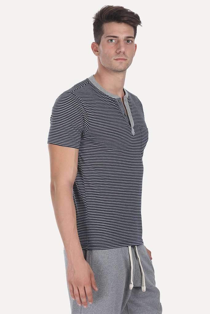 Striped Cotton Melange Knit Tee