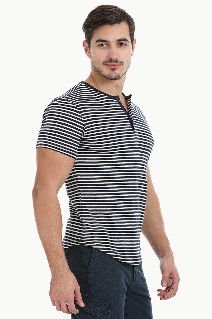 Striped Henley With Oval Bottom