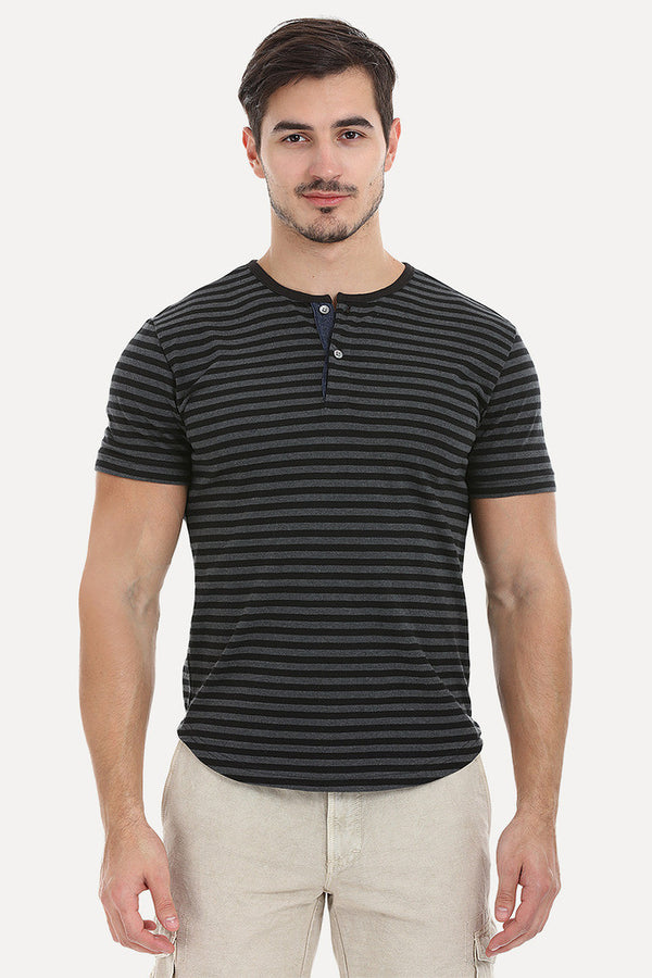 Striped Henley With Oval Bottom