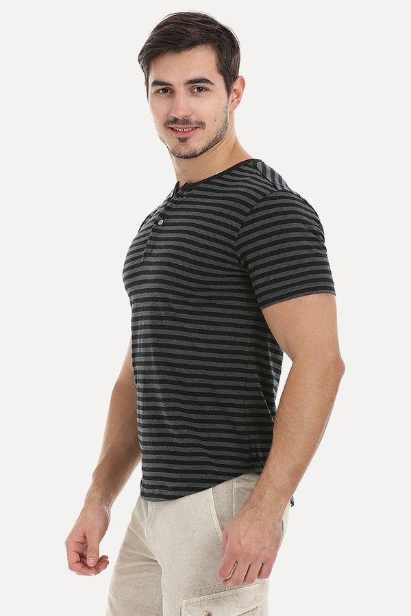 Striped Henley With Oval Bottom