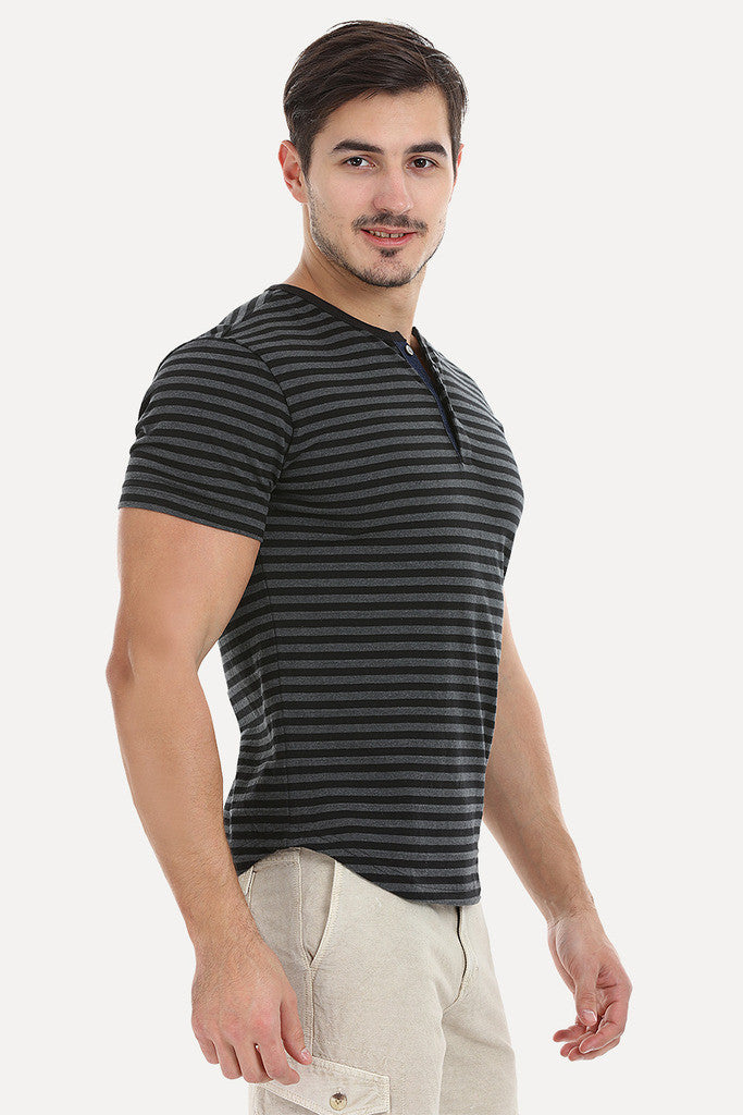 Striped Henley With Oval Bottom